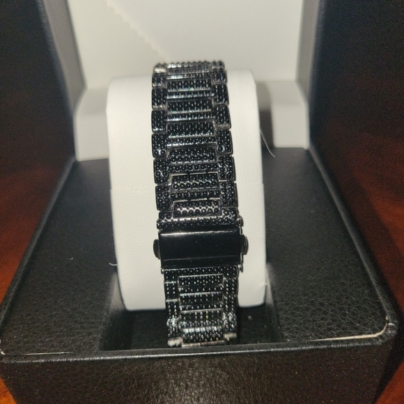 Mens Iced Luxury Fully Covered Black Simulated Diamonds Quartz Movement Watch - Picture 3 of 11